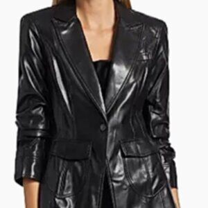 Cinq a Sept Louisa Vegan Leather Scrunched Jacket Size 0 NWT